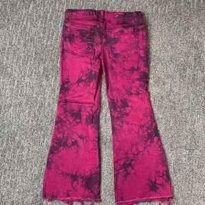 Pink and Black Tie-Dye Flare Jeans